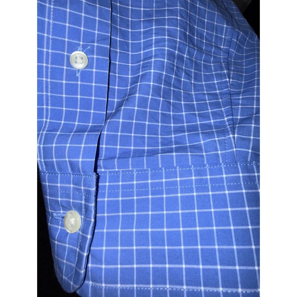 Polo Ralph Lauren Mens XXL Blue White Check Classic Fit Cotton Stretch Shirt